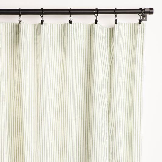 Premium Pine Green and White Ticking Curtain Panel 4 Lengths Lined or Unlined