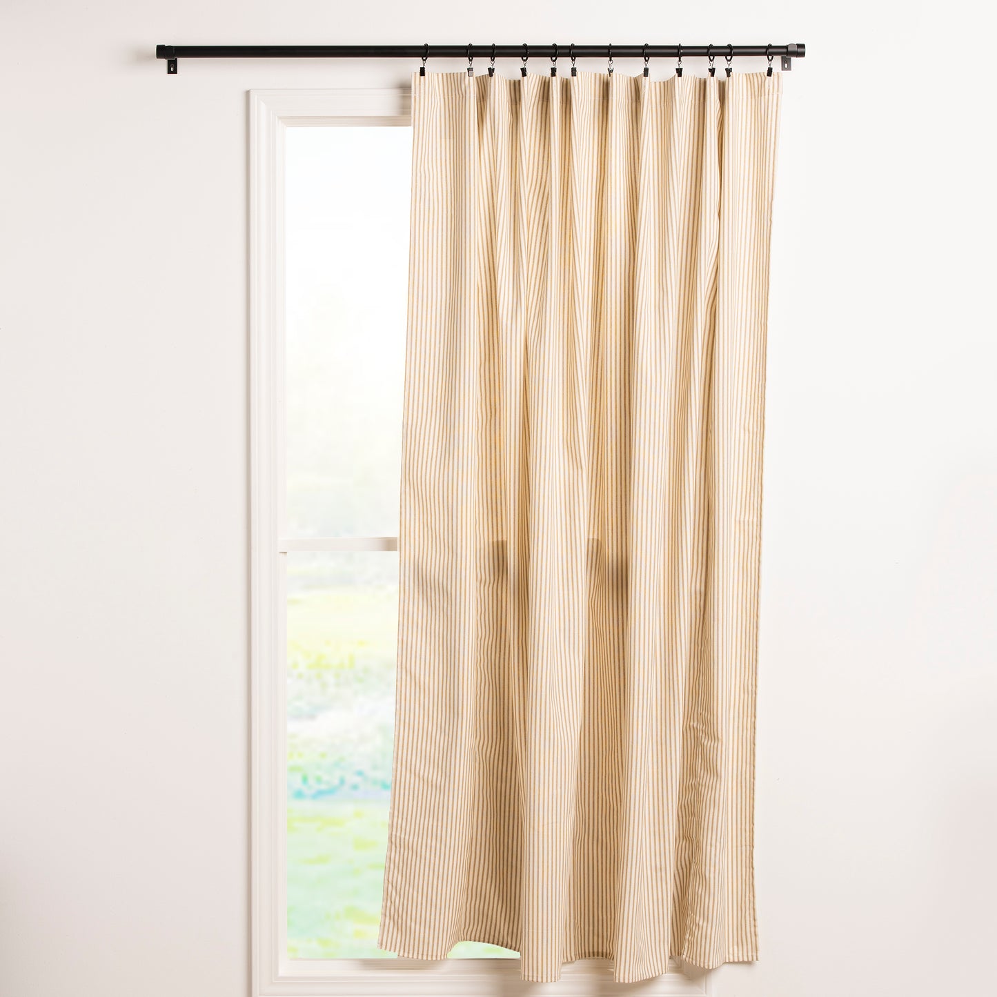 Brown Ticking Stripe Curtain Panel