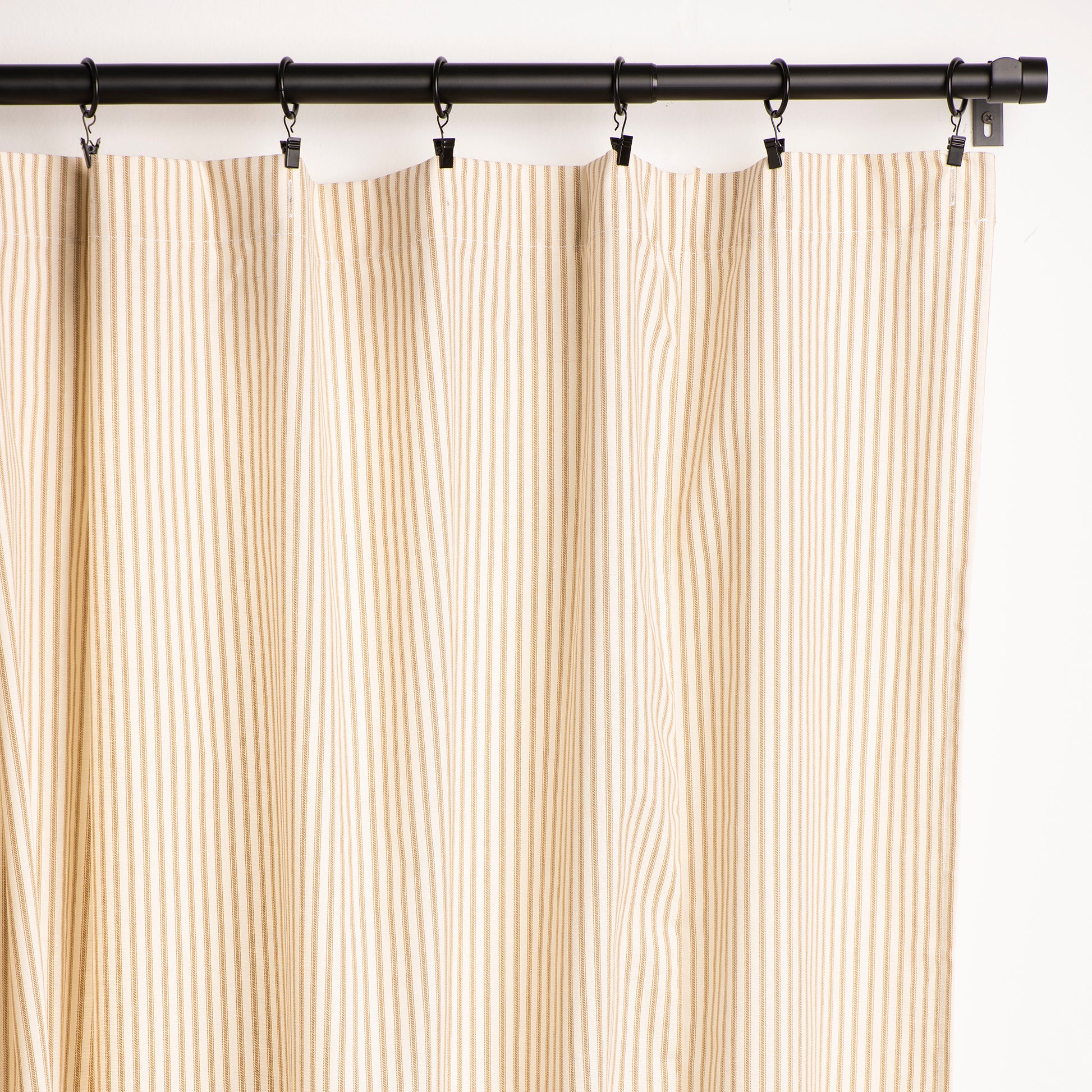 Brown Ticking Stripe Curtain Panel Detail