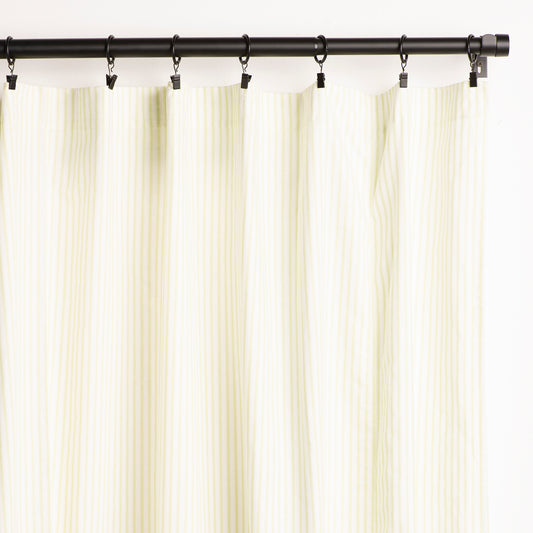 kiwi green and white ticking curtain