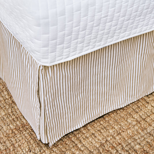 Brown Ticking Stripe Bed Skirt | Twin, Full, Queen, King, Cal King, Extra Long Twin