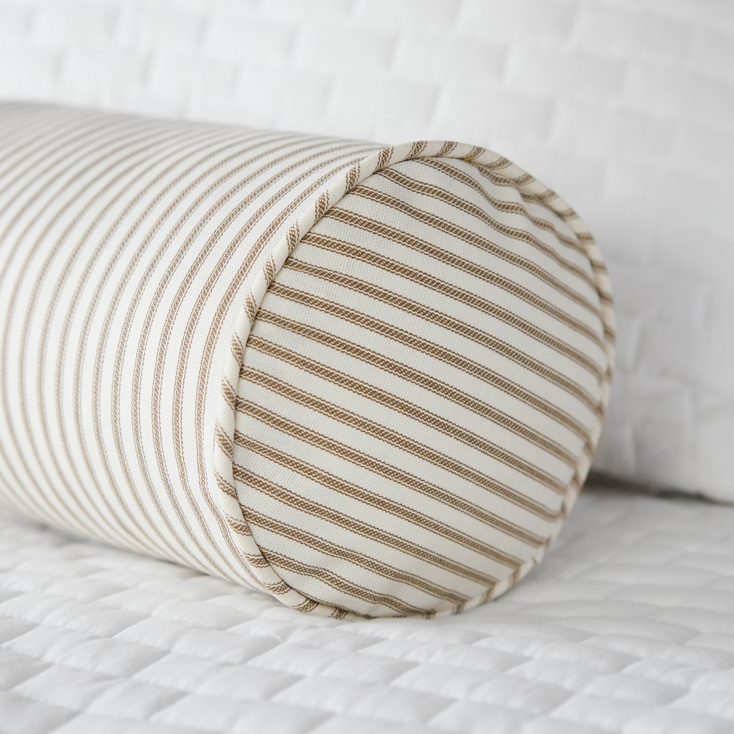 Brown Ticking Stripe Bolster Pillow