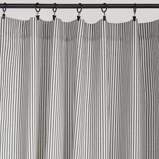 Black Ticking Stripe Curtain Panel