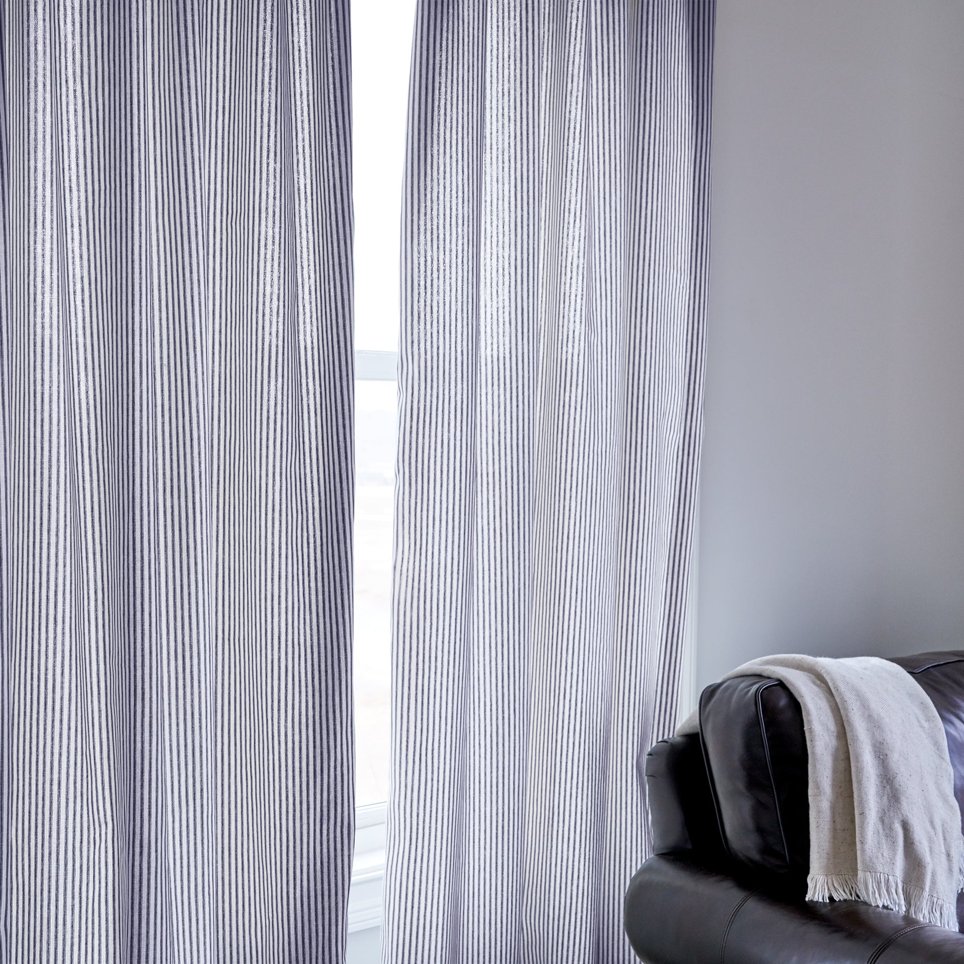 
Blue Striped Curtain Panels or Draperies