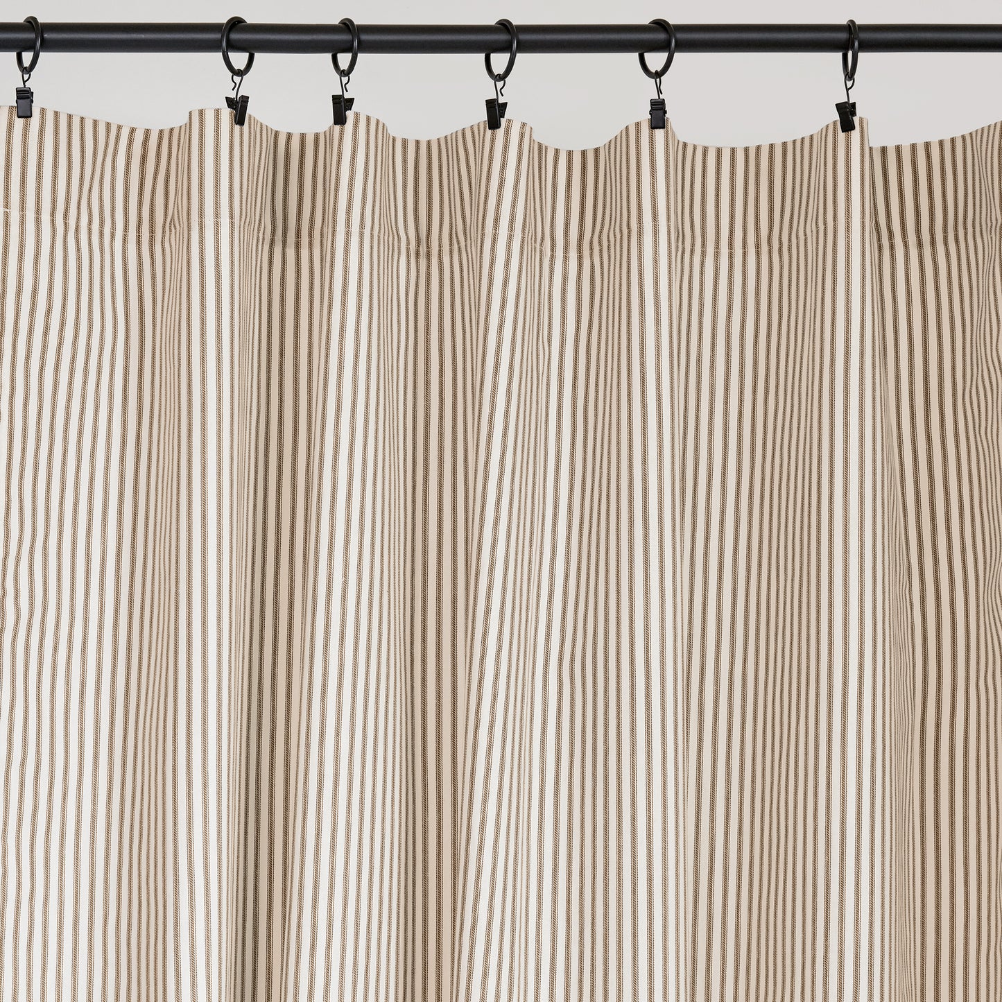 brown ticking curtain drapery panel 