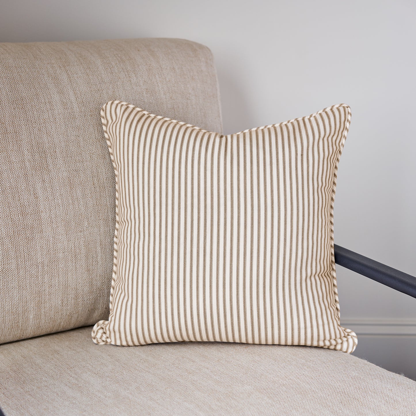 Brown Striped Throw Pillow Cover on Chair 