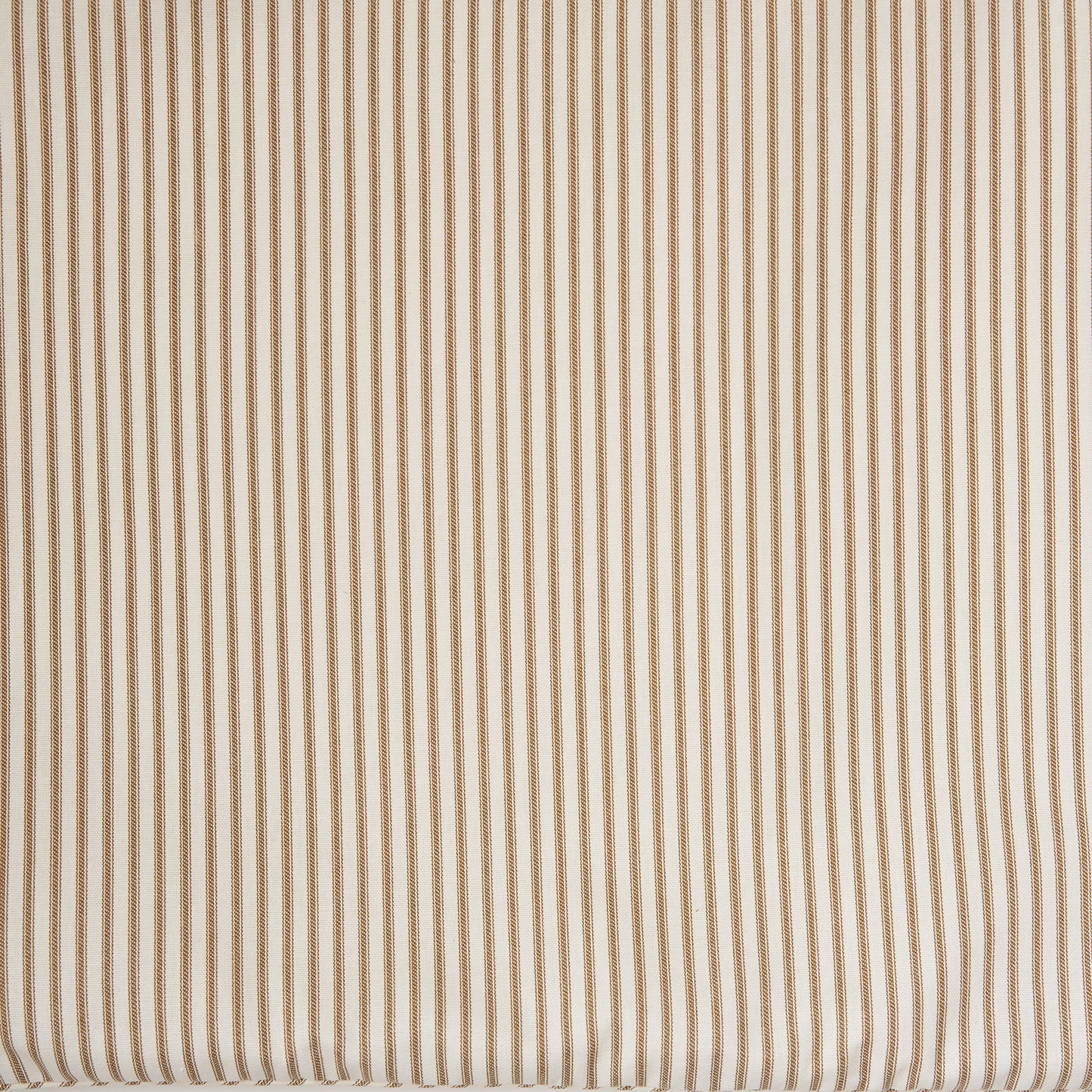 Brown ticking stripe fabric close up