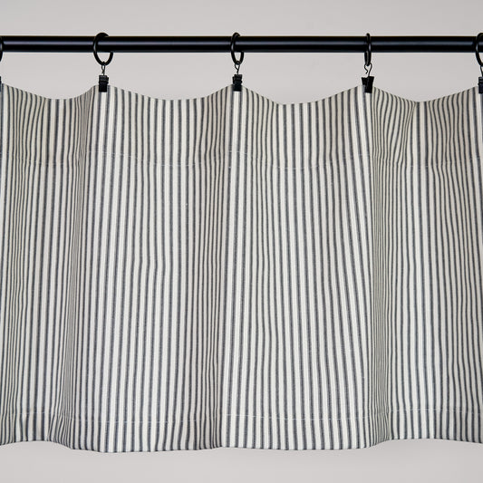 black ticking stripe valance