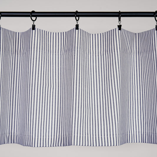 blue ticking stripe valance