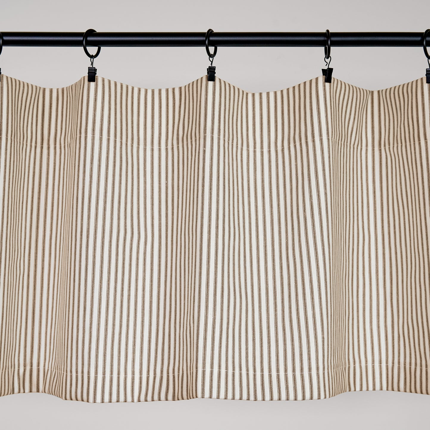 brown ticking stripe valance