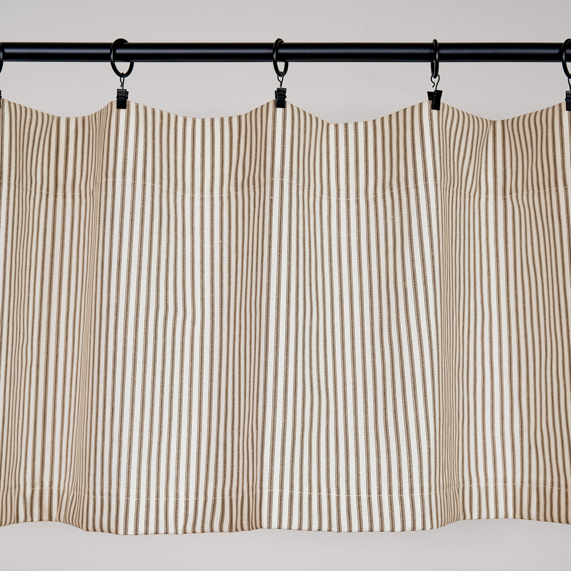 brown ticking stripe valance