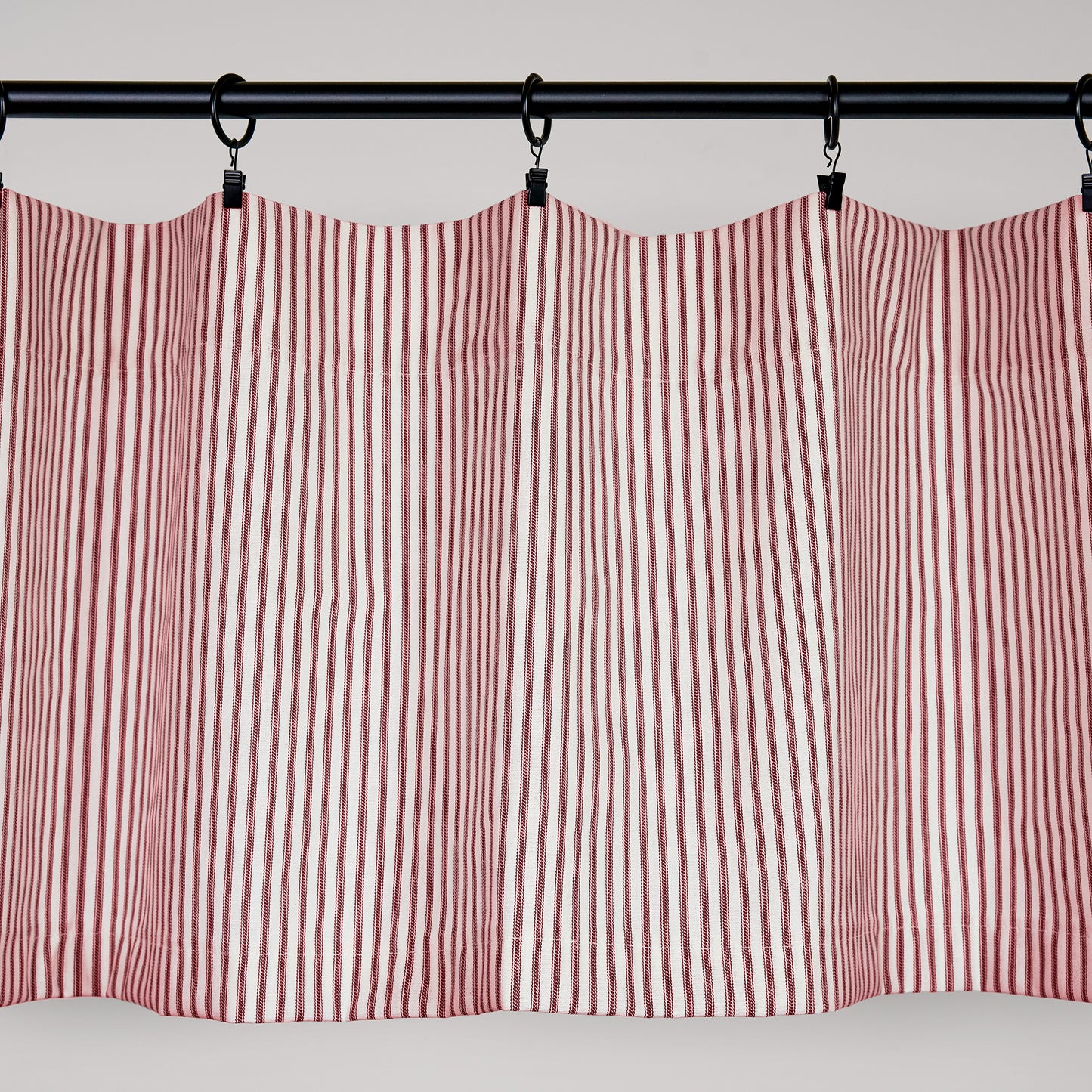 red ticking stripe valance