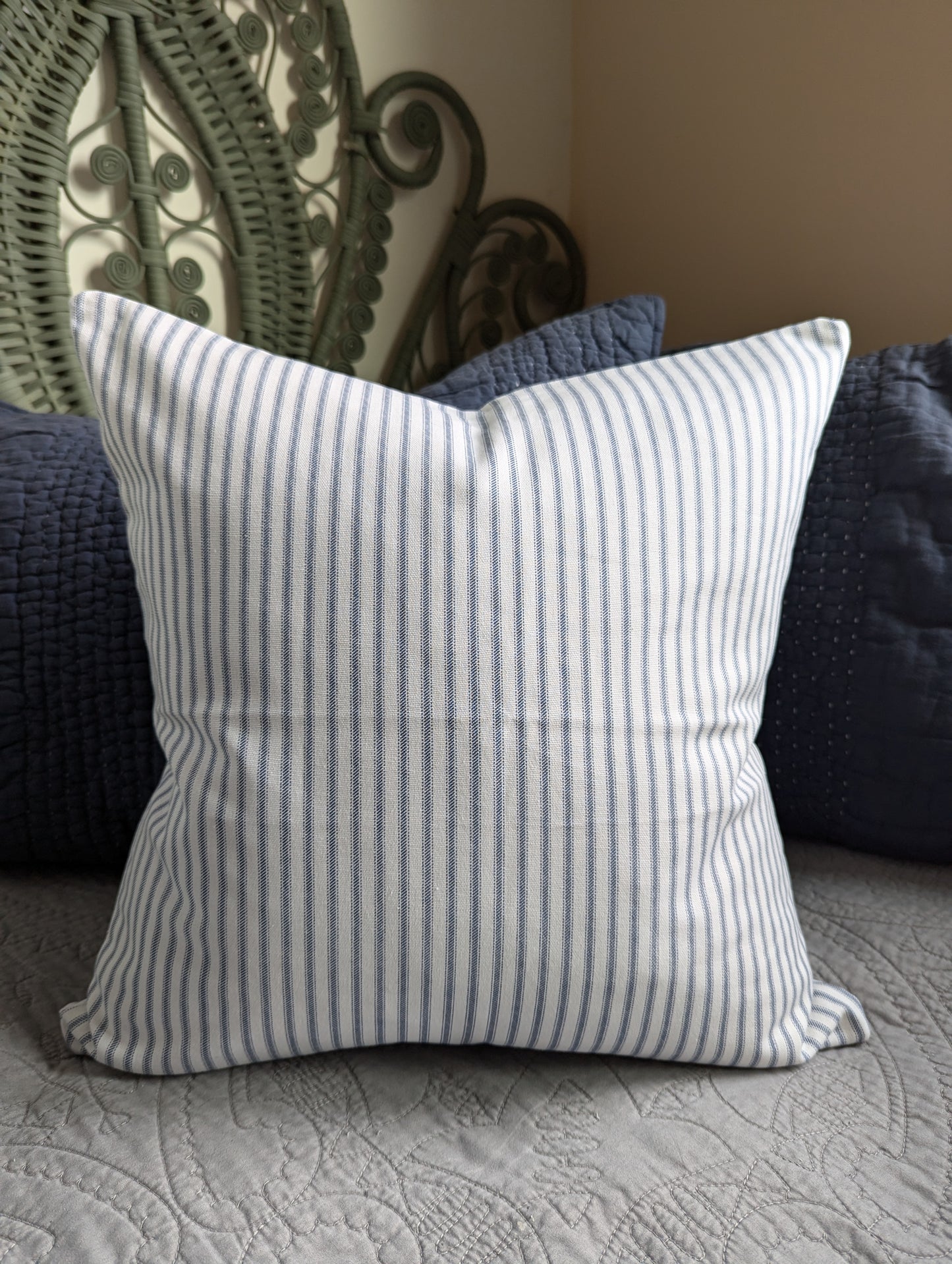 Ticking Stripe Throw Pillow Cover 9 Sizes 8 Colors Made in USA