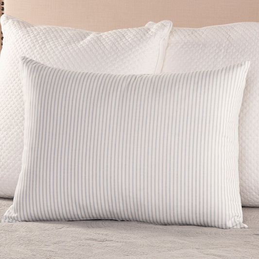 Weathered Blue and White Ticking Stripe Pillow Sham  Standard Euro or King