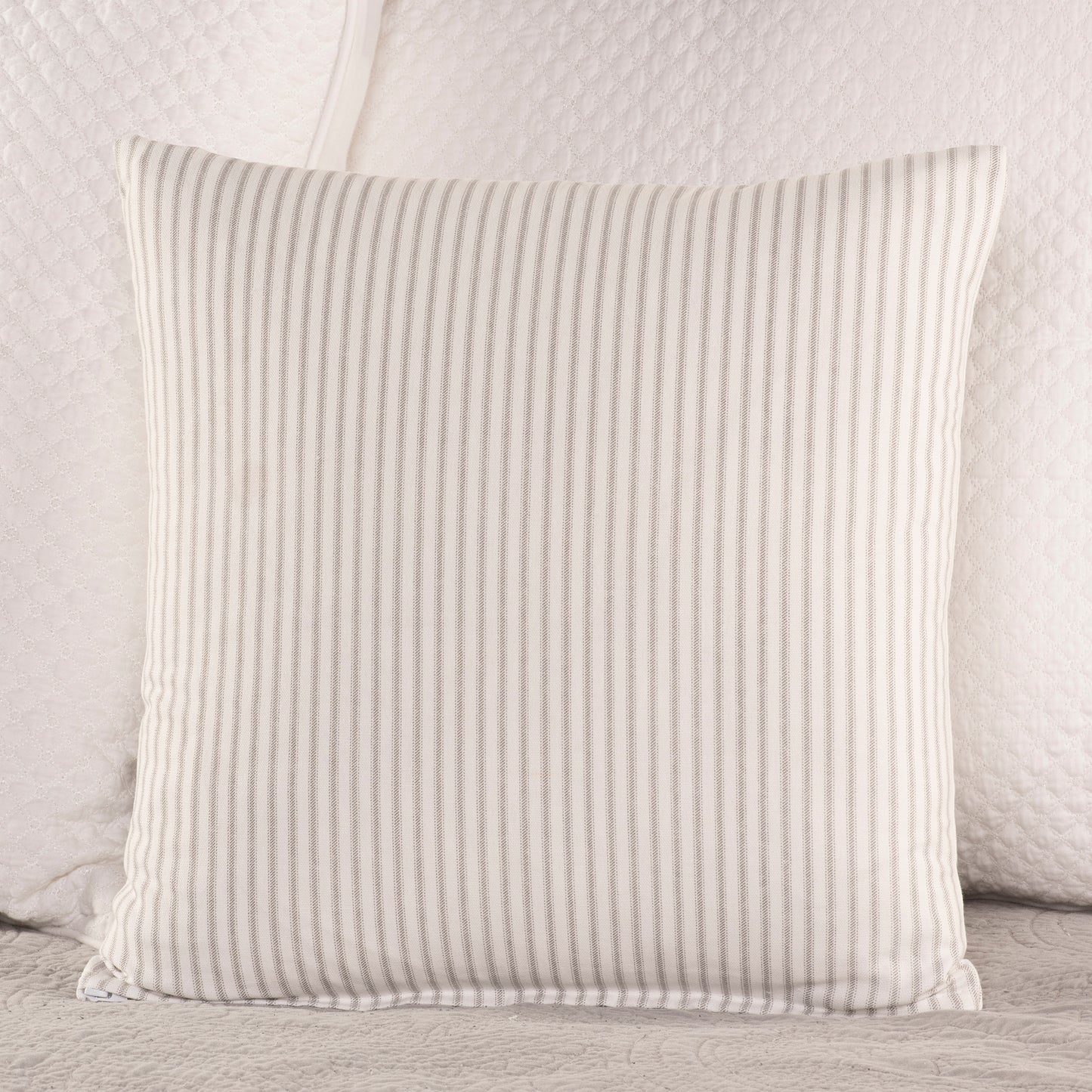 Gray and White Ticking Stripe Throw Pillow Cover 8 Sizes Made in USA