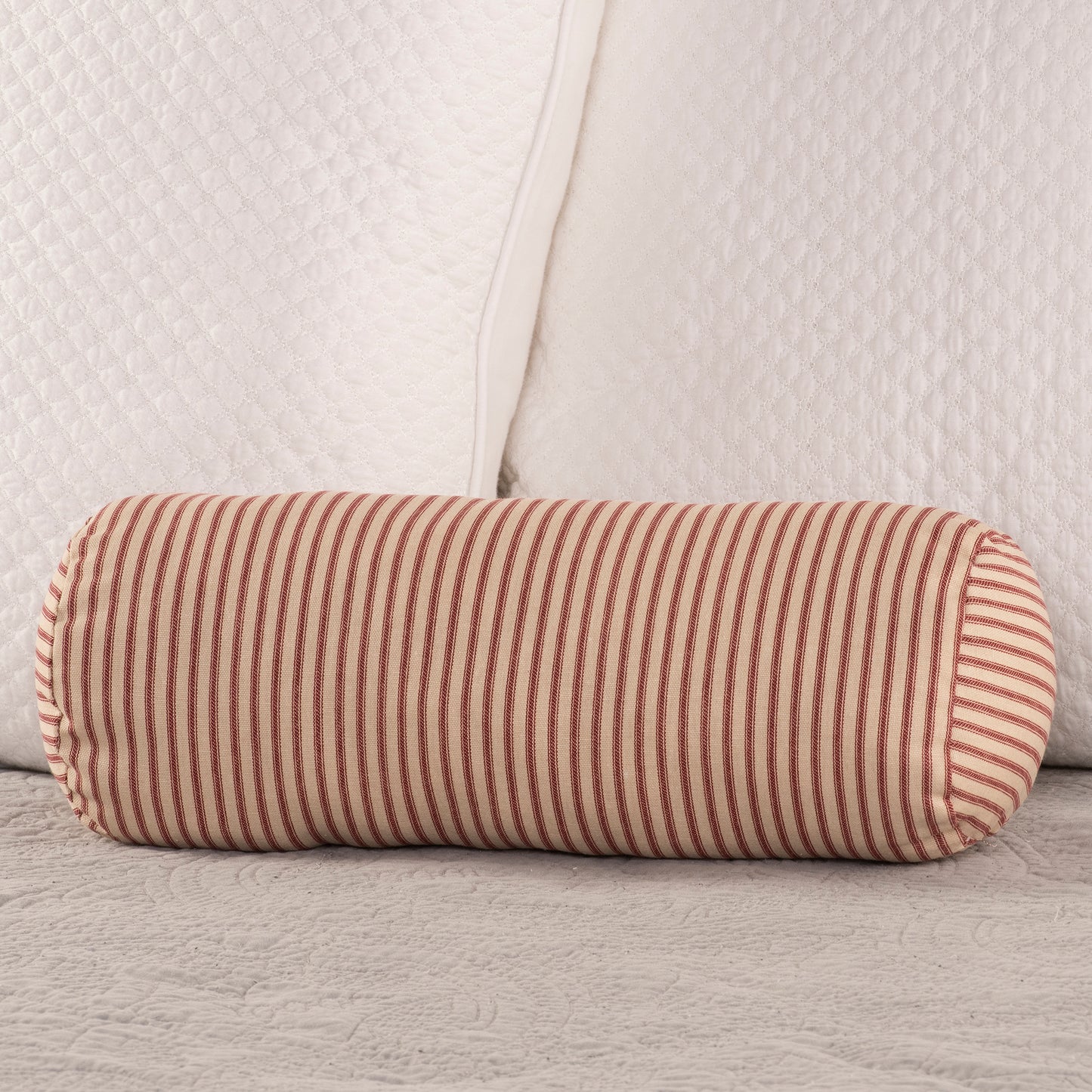 Premium Ticking Stripe Bolster Neck Roll Pillow 14 Colors | Made in USA