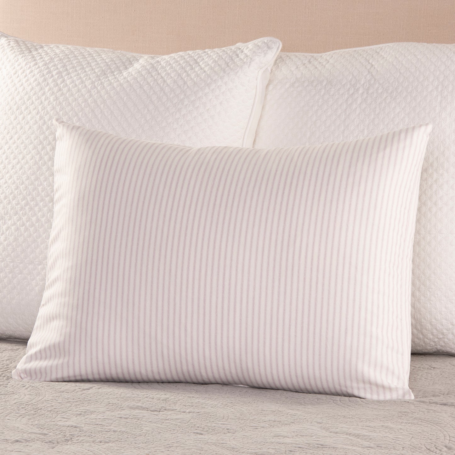 Lavender and White Ticking Stripe Pillow Sham  Standard Euro or King