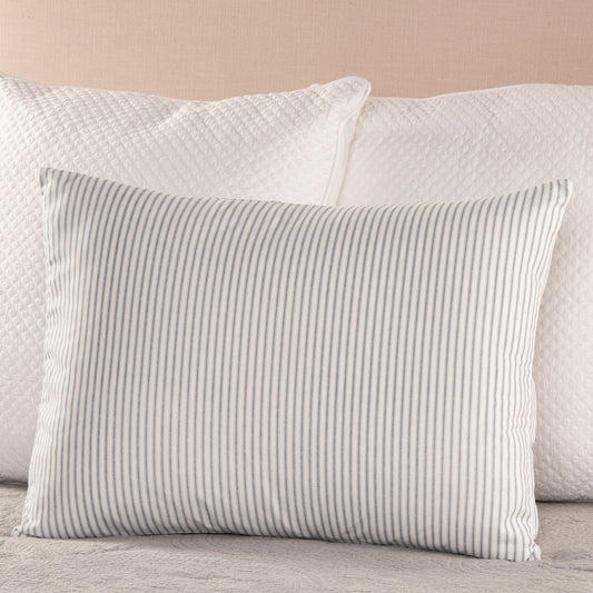 Gray and White Ticking Stripe Pillow Sham  Standard Euro or King