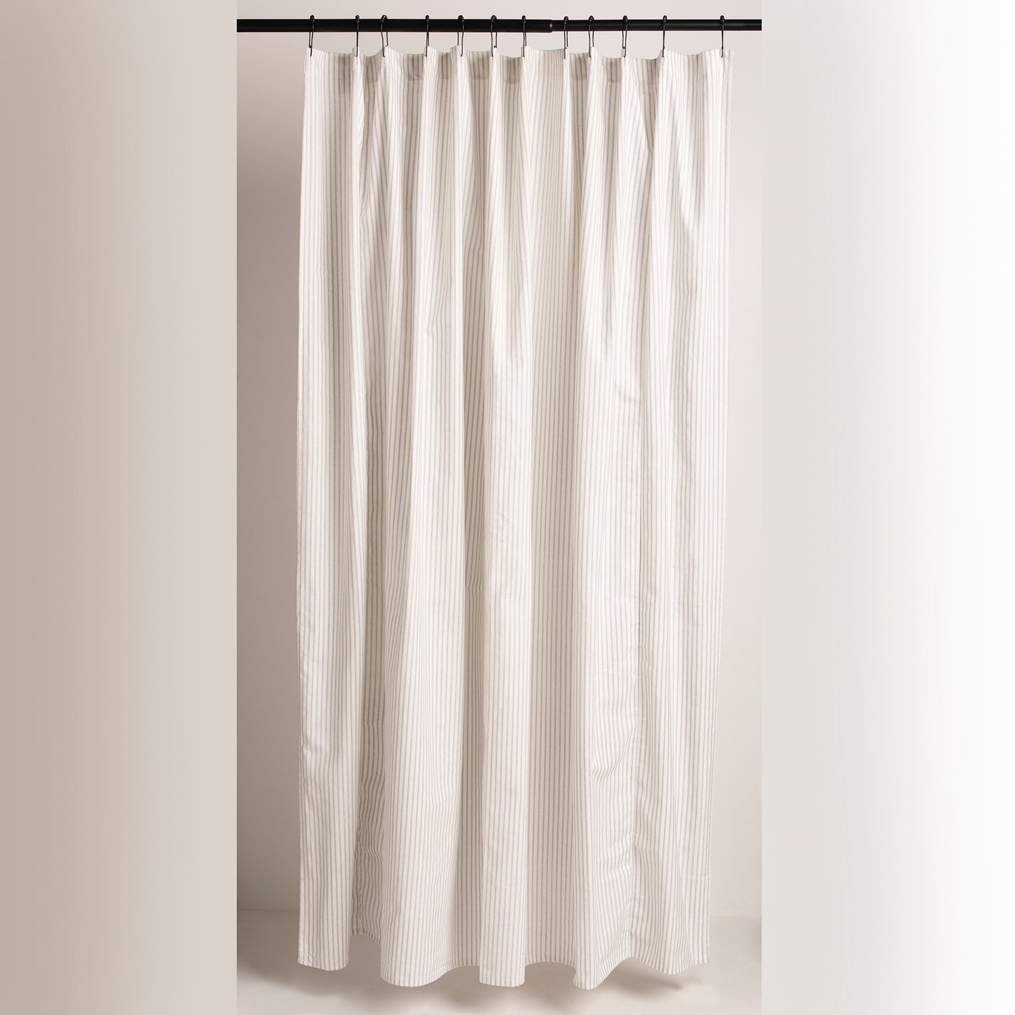 Gray and White Ticking Stripe Shower Curtain 100% Cotton Many Sizes