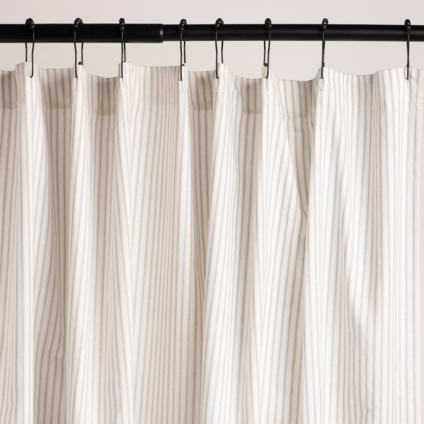 Gray and White Ticking Stripe Shower Curtain 100% Cotton Many Sizes