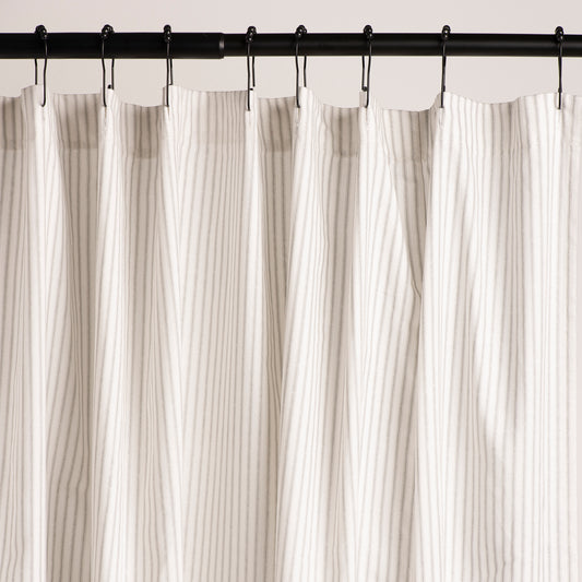 Gray and White Ticking Stripe Shower Curtain 100% Cotton Many Sizes