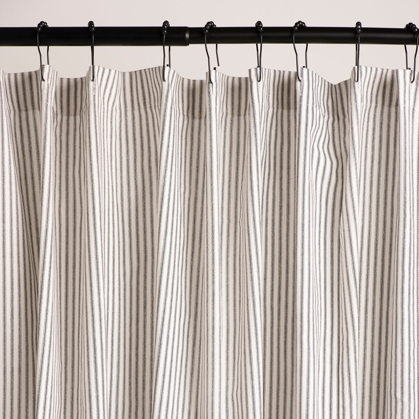 Black and White Ticking Stripe Shower Curtain