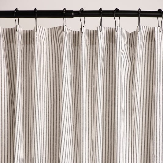 Black and White Ticking Stripe Shower Curtain