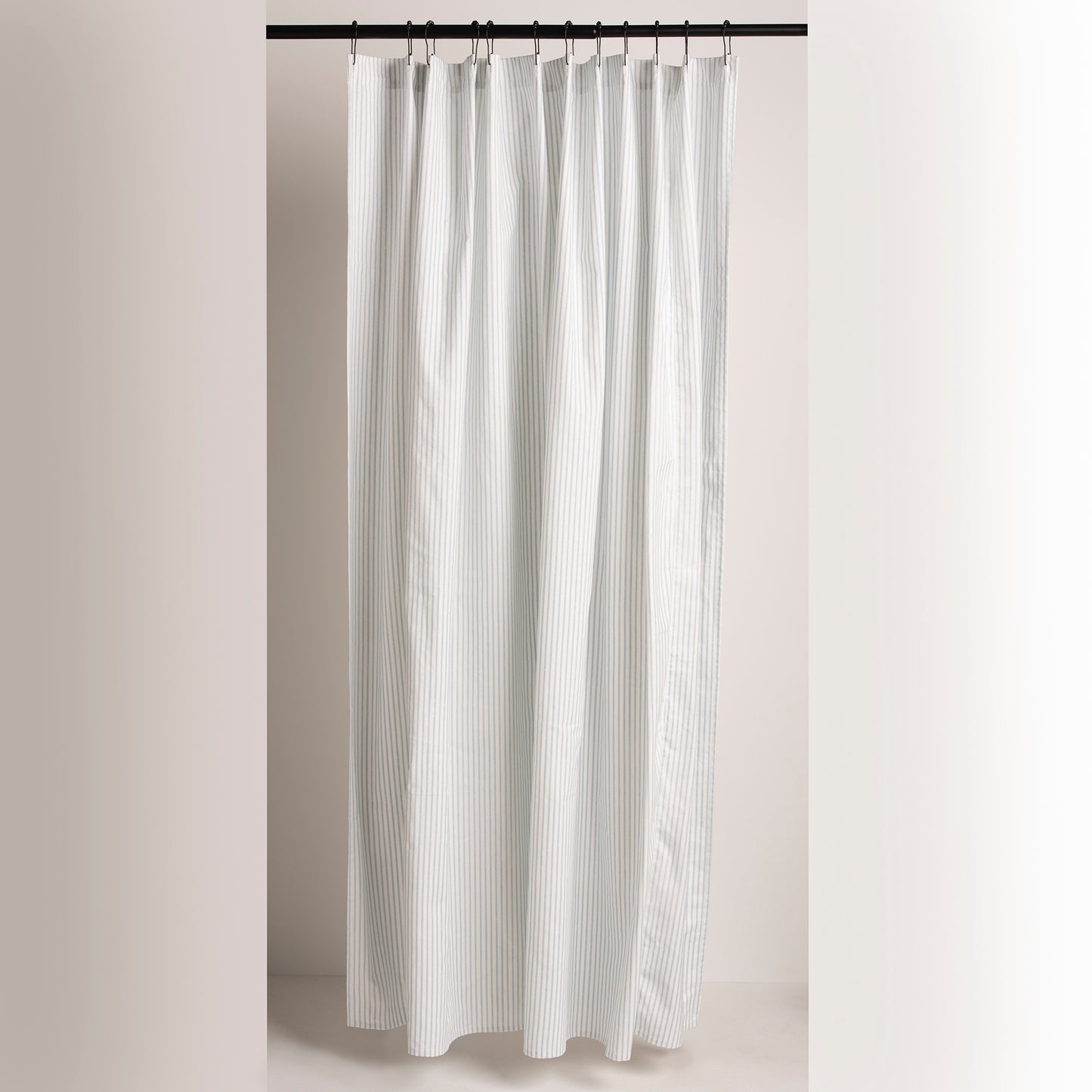 soft blue ticking stripe shower curtain 