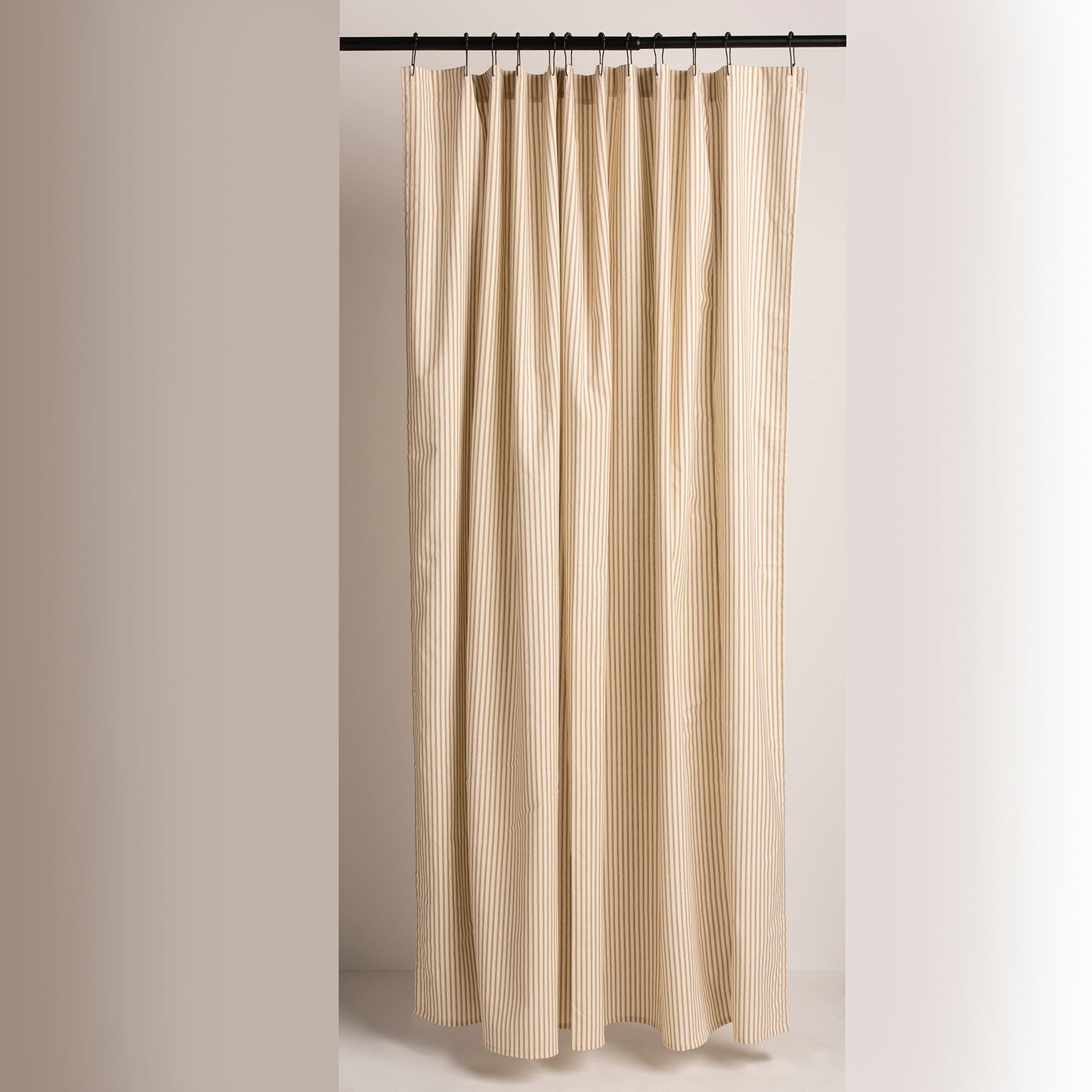 Brown Ticking Stripe Shower Curtain