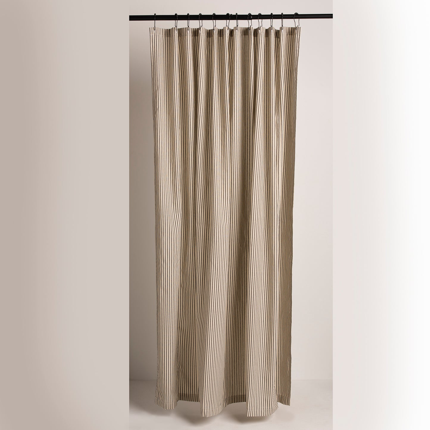 Black Ticking Stripe Shower Curtain