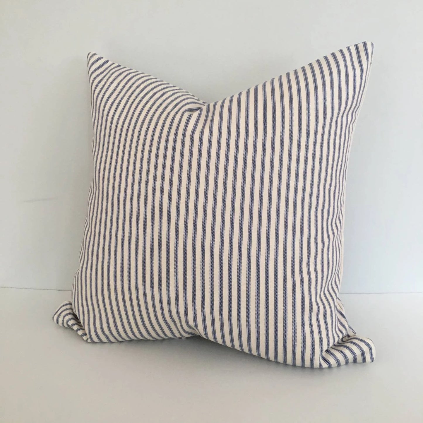 navy blue ticking stripe throw pillow