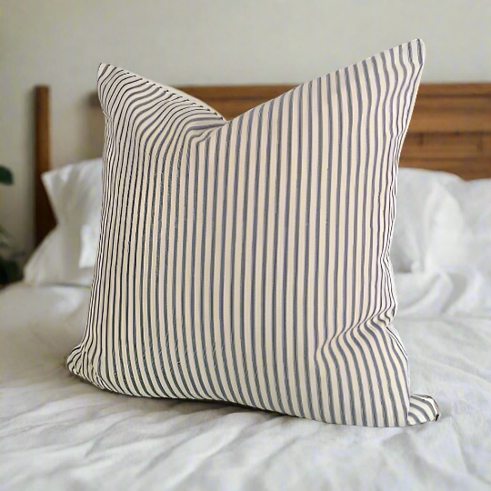 Gray Ticking Stripe Throw Pillow Cover 8 Sizes Available