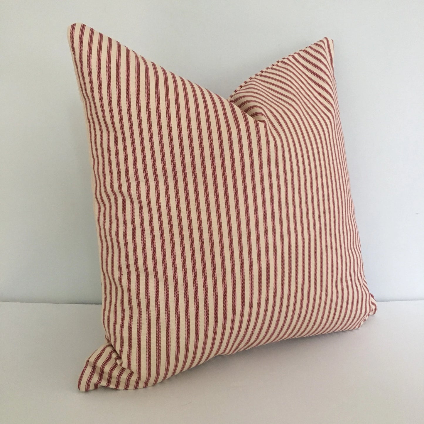 Red Ticking Stripe Throw Pillow Cover 9 Sizes Available Made in USA