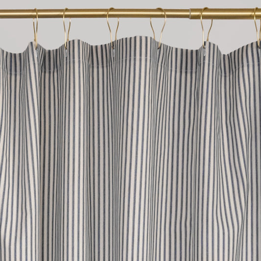 Ticking Stripe Shower Curtain Black 100% Cotton