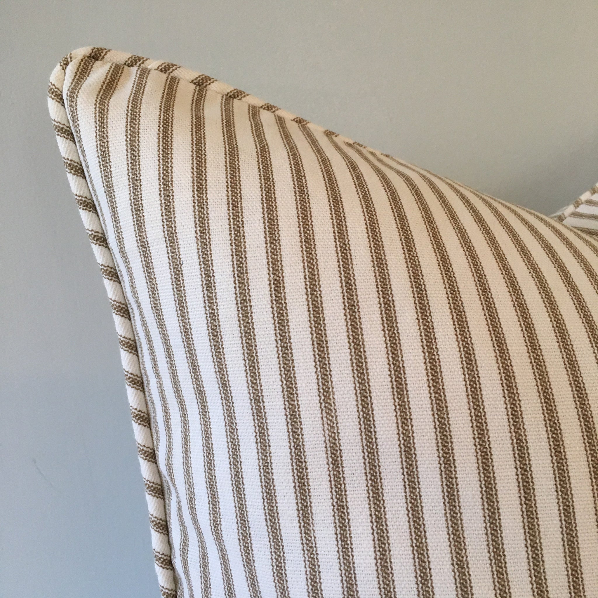 Brown Ticking Stripe Throw Pillow Cover 18x18