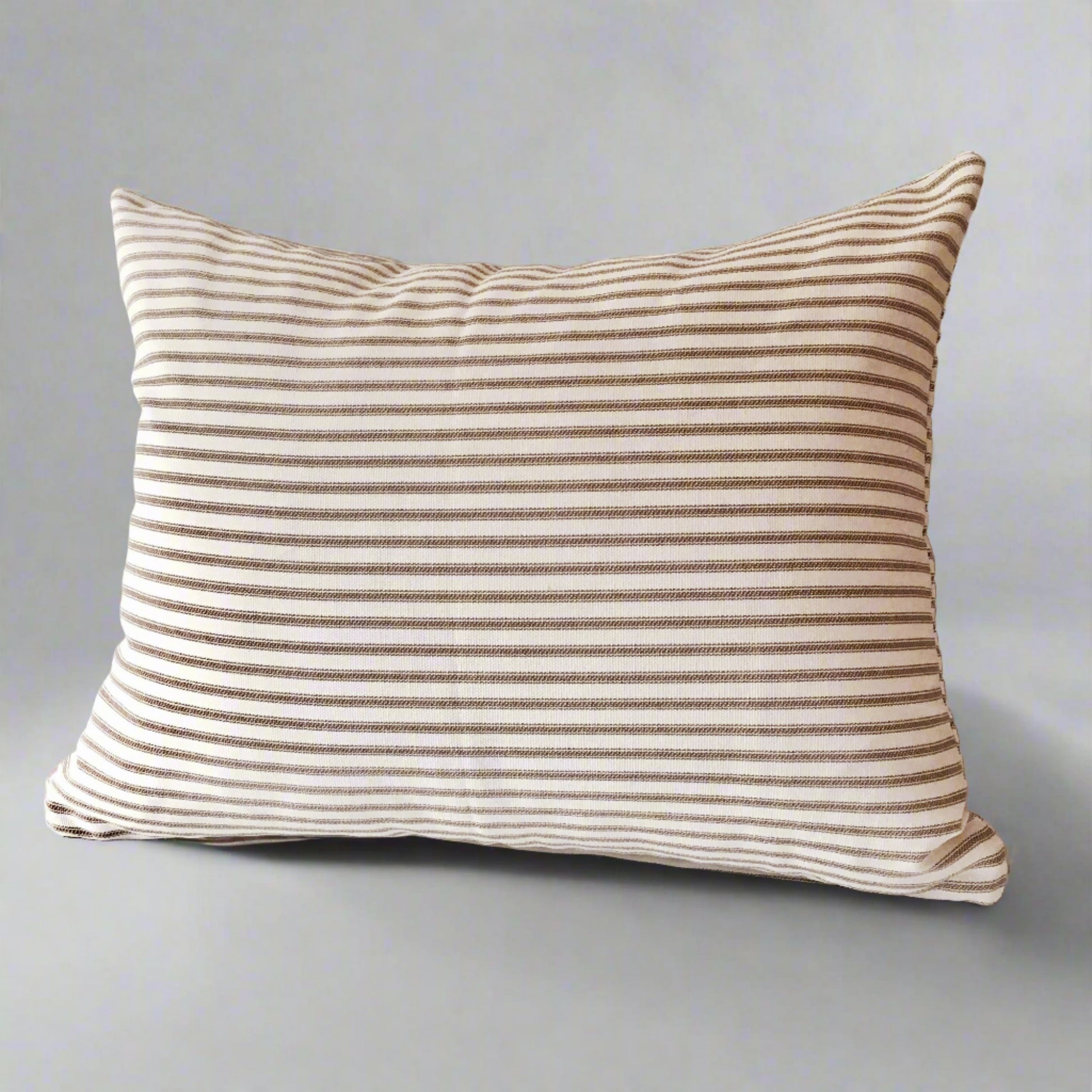 brown ticking stripe throw pillow lumbar size 12 x 16