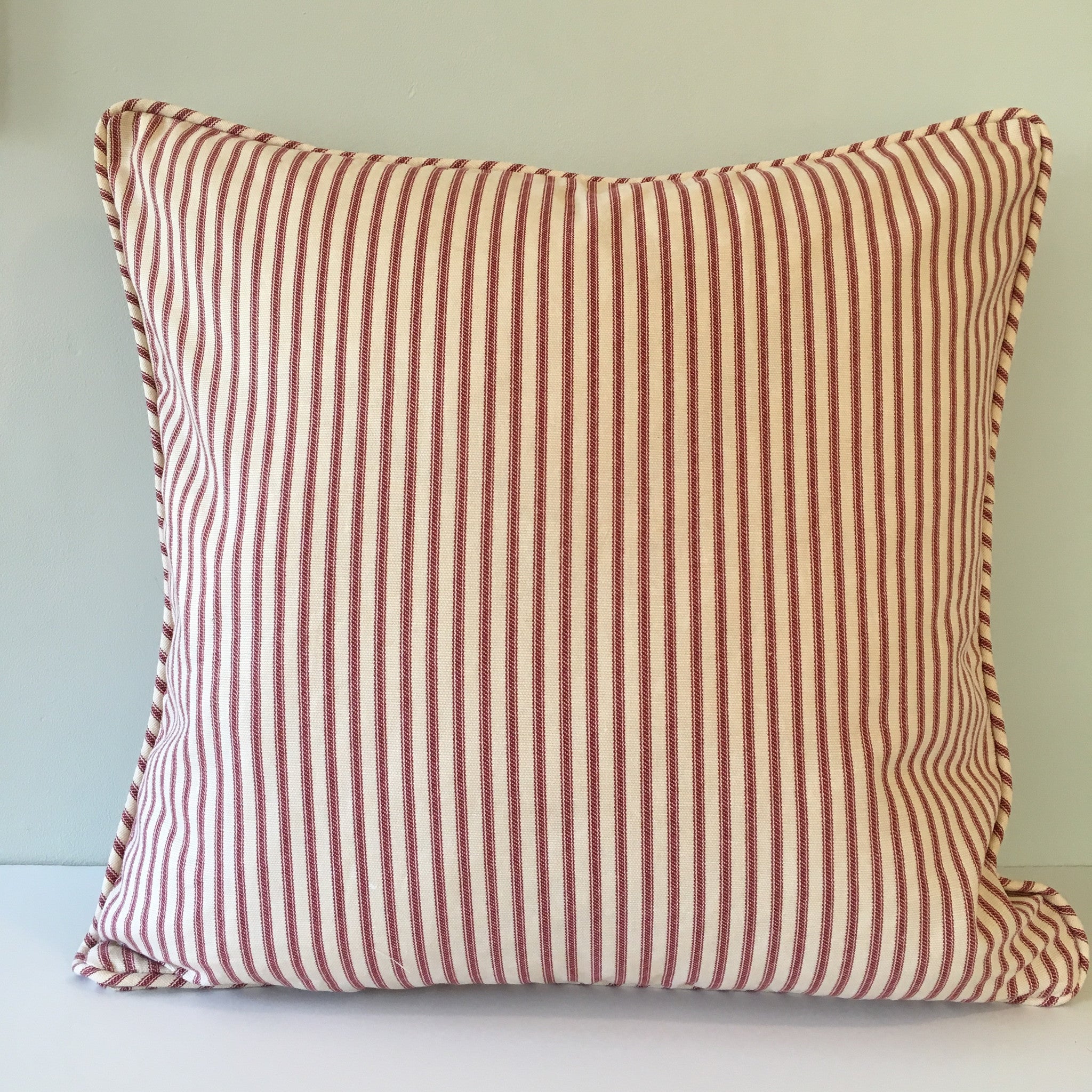 Red Ticking Stripe Throw Pillow Cover 18x18 Southern Ticking Co