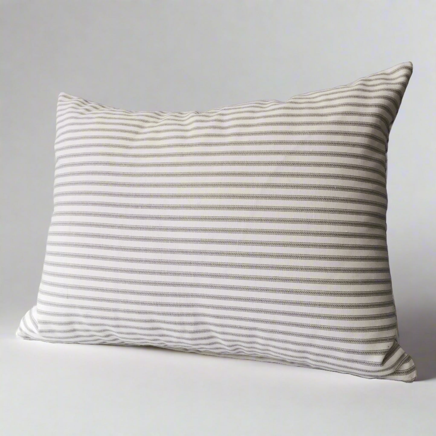 lumbar throw pillow 12x16 ticking stripe fabric 