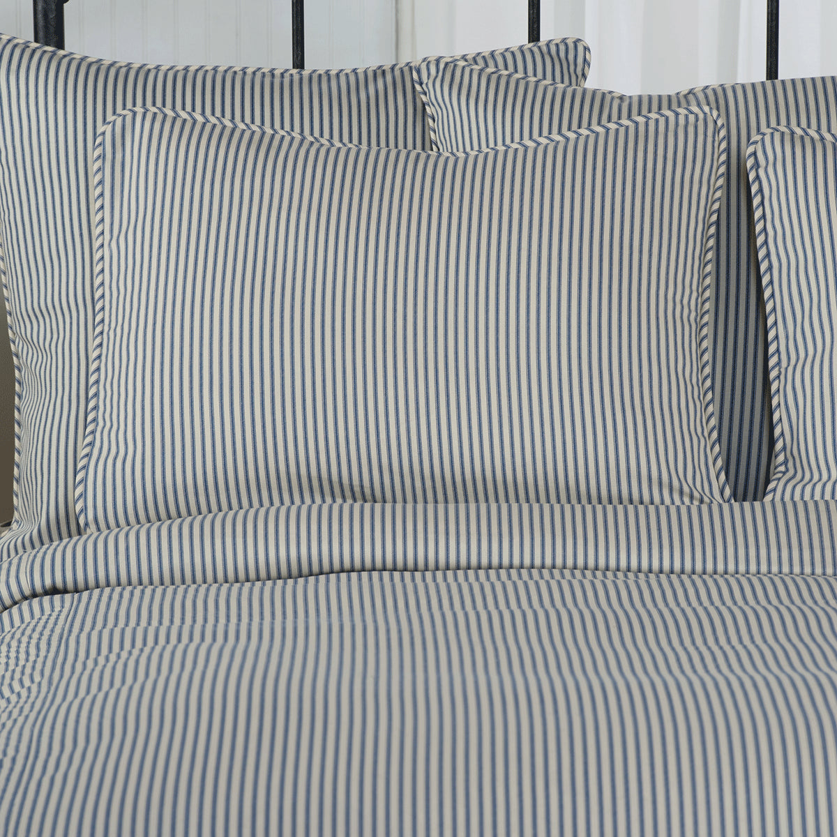 Blue and white striped pillow clearance shams